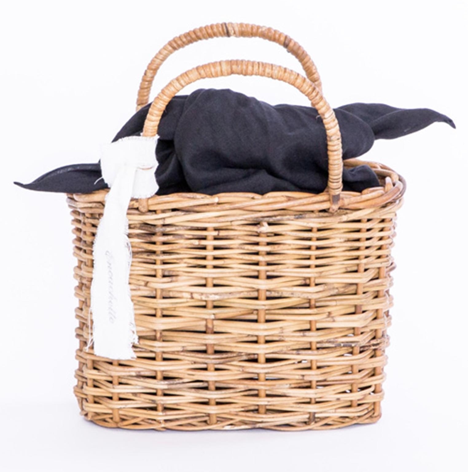 天然素材の手作りバスケットサックオーバル