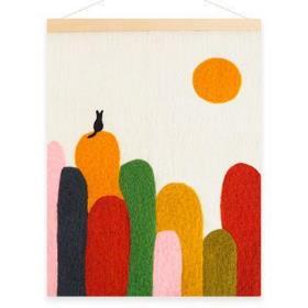 羊毛ポスター_丘の上にたたずむ猫