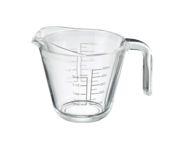 100mlから500mlまで、50mlごとにメモリが付いています。2カップまで計れる