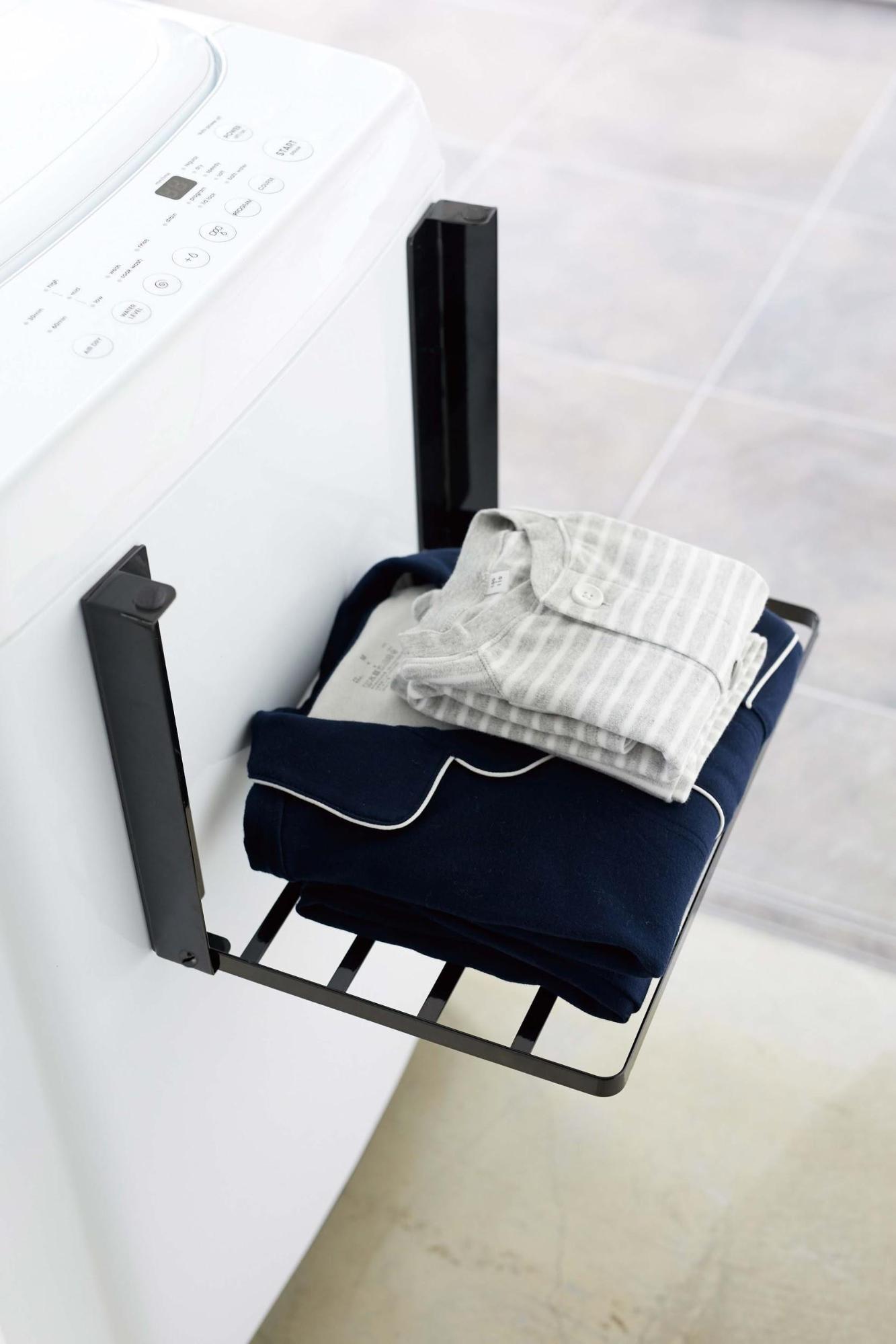 洗濯機横マグネット折り畳み棚