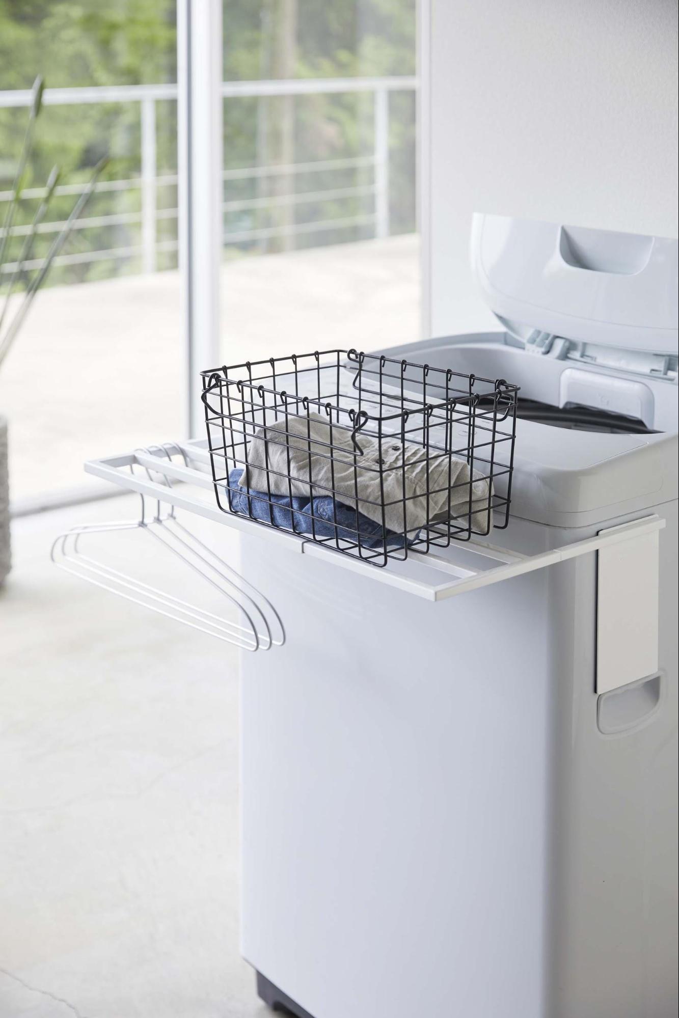 マグネット伸縮洗濯機バスタオルハンガー