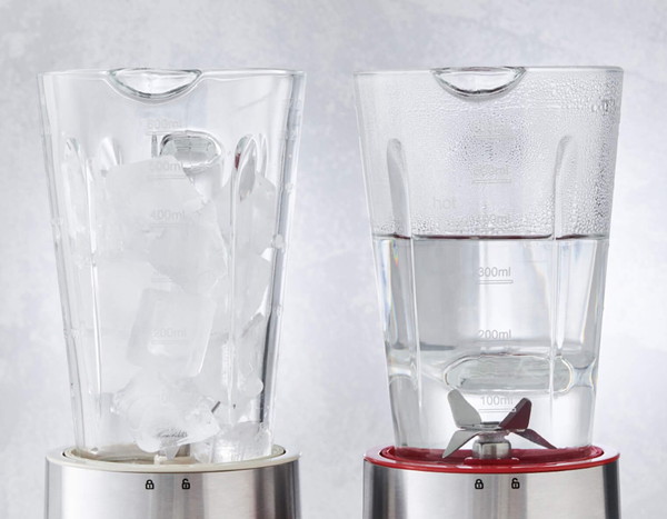 耐熱ガラスジャー使用でアツアツの材料も氷もそのまま撹拌