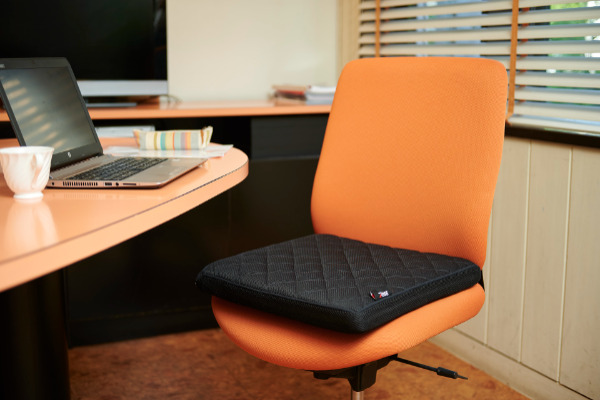 椅子や床に置いて座るだけ。自然な姿勢をサポートするシートクッション